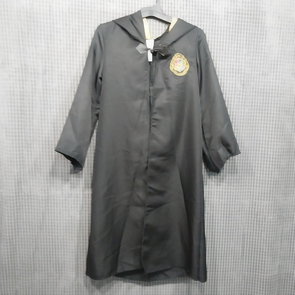 Harry Potter Costume Robe Hogwarts Crest Hooded Size M Unisex Kid 7-8 Black Gold